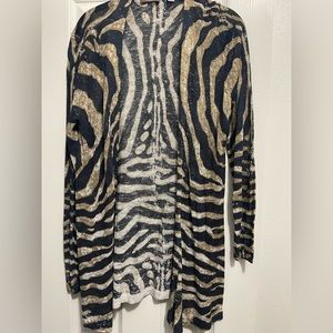 CULLEN ANIMAL PRINT CARDIGAN M Tiger Cheetah Giraffe Snow Leopard Snake Exotic